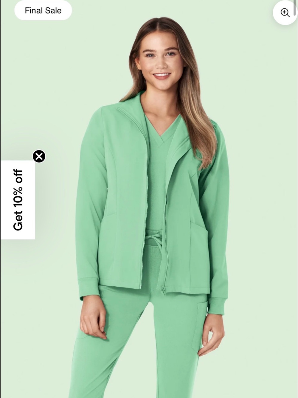 Women's Mint Green Scrub Jacket & V-Neck Top Set